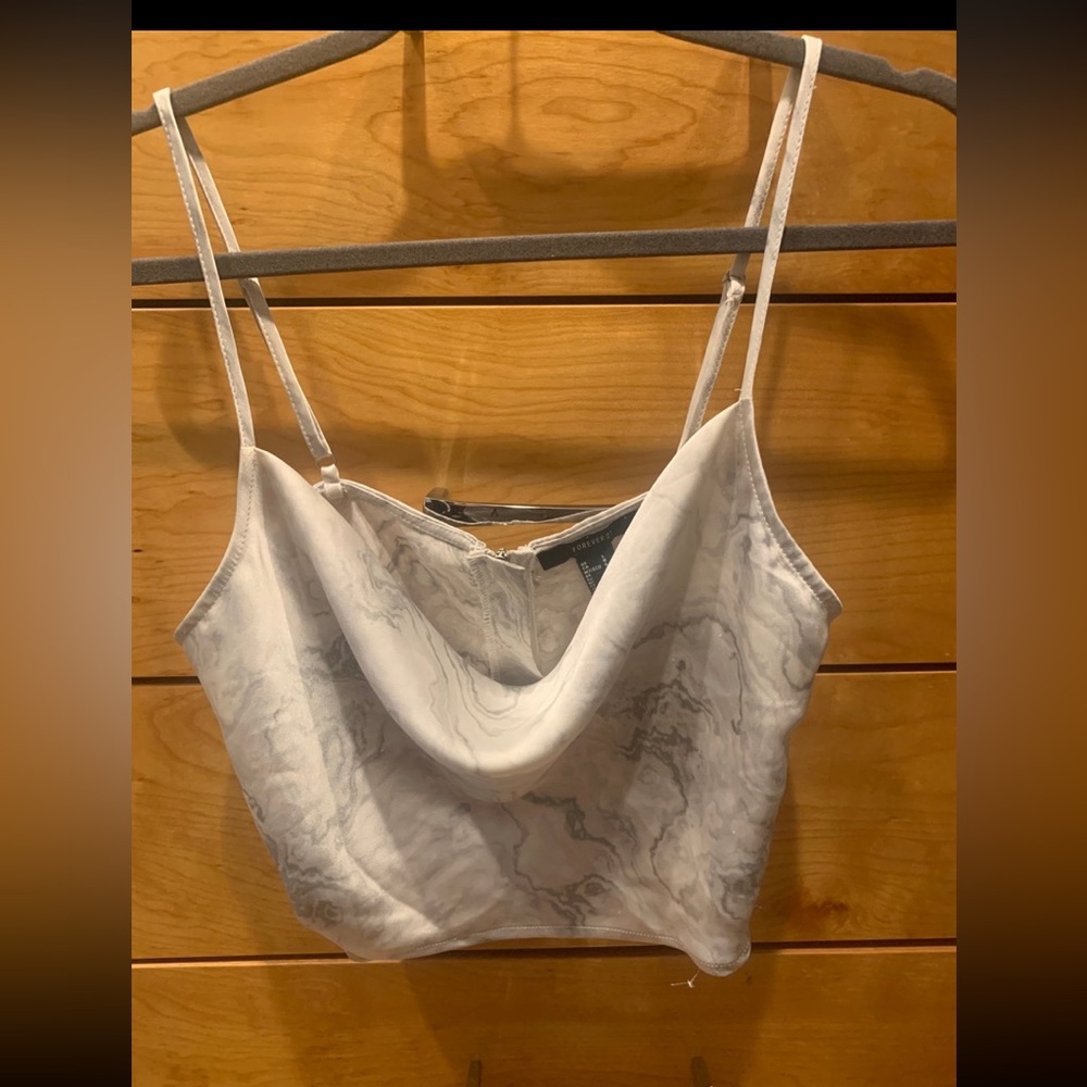 forever 21 satin grey crop top cowl neck